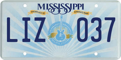MS license plate LIZ037