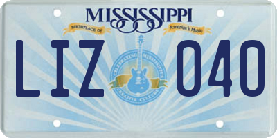 MS license plate LIZ040