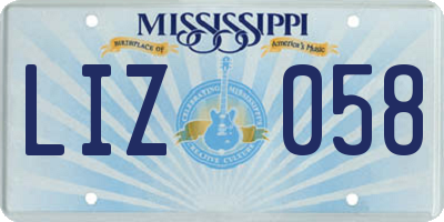 MS license plate LIZ058