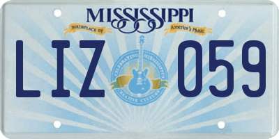 MS license plate LIZ059