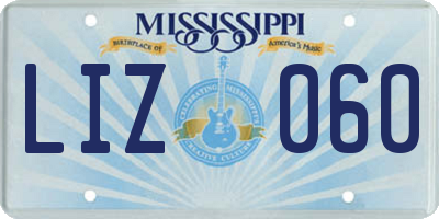 MS license plate LIZ060