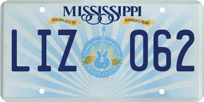MS license plate LIZ062