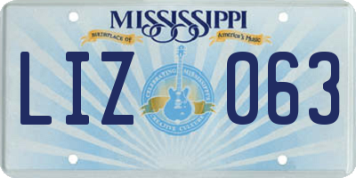 MS license plate LIZ063