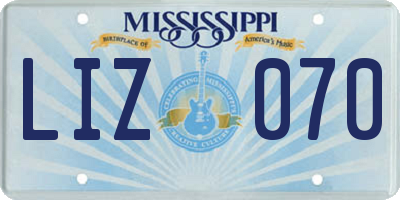 MS license plate LIZ070