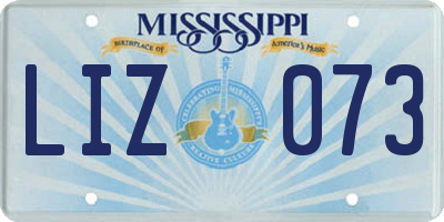 MS license plate LIZ073