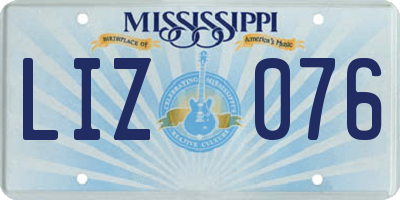MS license plate LIZ076