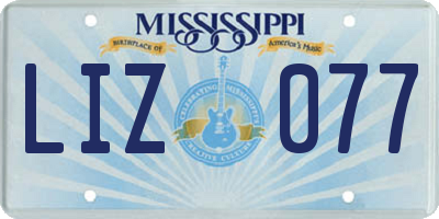 MS license plate LIZ077