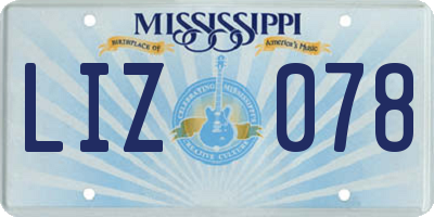 MS license plate LIZ078