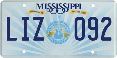 MS license plate LIZ092
