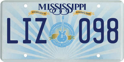 MS license plate LIZ098