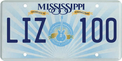 MS license plate LIZ100