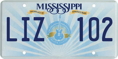MS license plate LIZ102