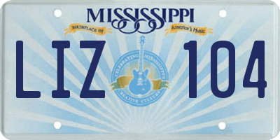MS license plate LIZ104