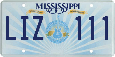 MS license plate LIZ111