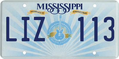 MS license plate LIZ113
