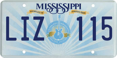 MS license plate LIZ115