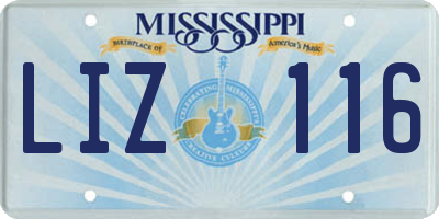 MS license plate LIZ116