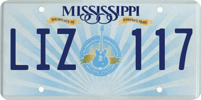 MS license plate LIZ117