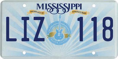 MS license plate LIZ118