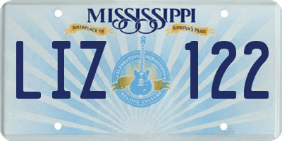 MS license plate LIZ122