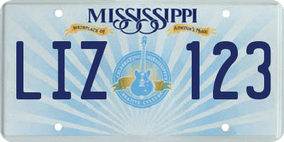 MS license plate LIZ123