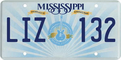 MS license plate LIZ132