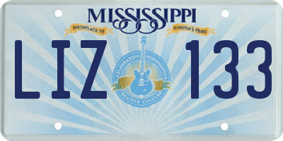 MS license plate LIZ133