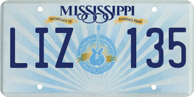 MS license plate LIZ135