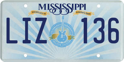 MS license plate LIZ136