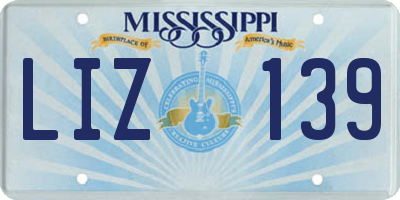 MS license plate LIZ139