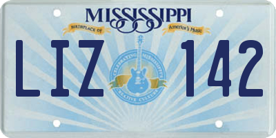 MS license plate LIZ142