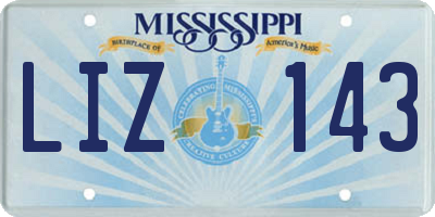 MS license plate LIZ143