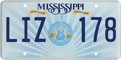 MS license plate LIZ178