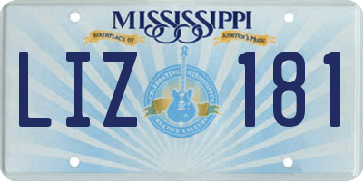 MS license plate LIZ181