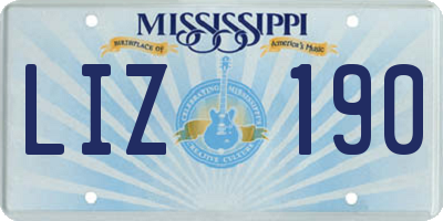 MS license plate LIZ190