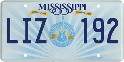MS license plate LIZ192
