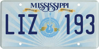 MS license plate LIZ193