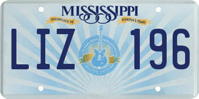 MS license plate LIZ196