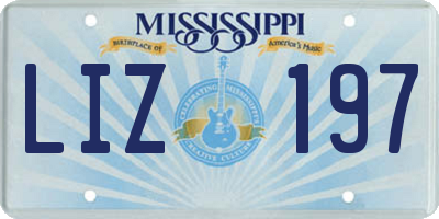 MS license plate LIZ197