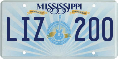 MS license plate LIZ200