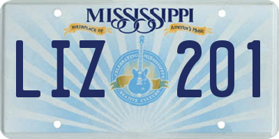 MS license plate LIZ201