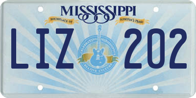 MS license plate LIZ202