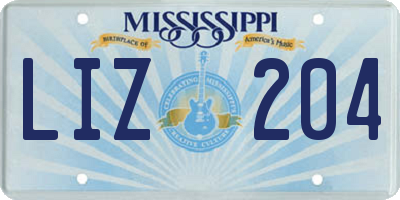 MS license plate LIZ204