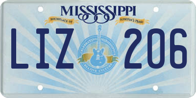 MS license plate LIZ206