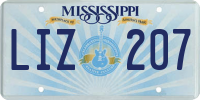 MS license plate LIZ207