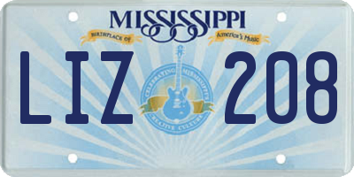 MS license plate LIZ208
