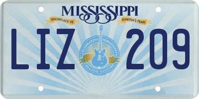 MS license plate LIZ209