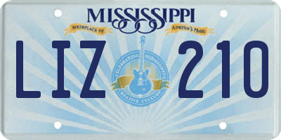 MS license plate LIZ210