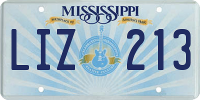 MS license plate LIZ213