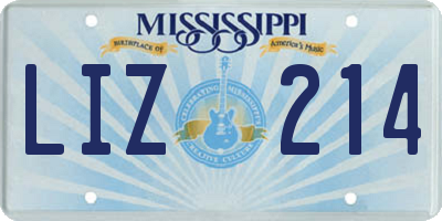 MS license plate LIZ214